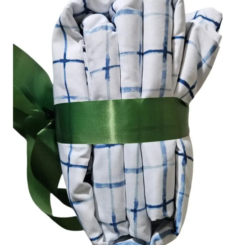 Charisma Queen UNBOXED 6 Piece Sheet Cape Cod Square Blue NEW